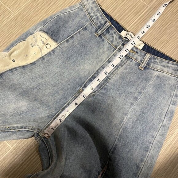 NWT Three Bird Nest Magnolia Patchwork Flare Wide Leg Jeans Size Small - Picture 15 of 16